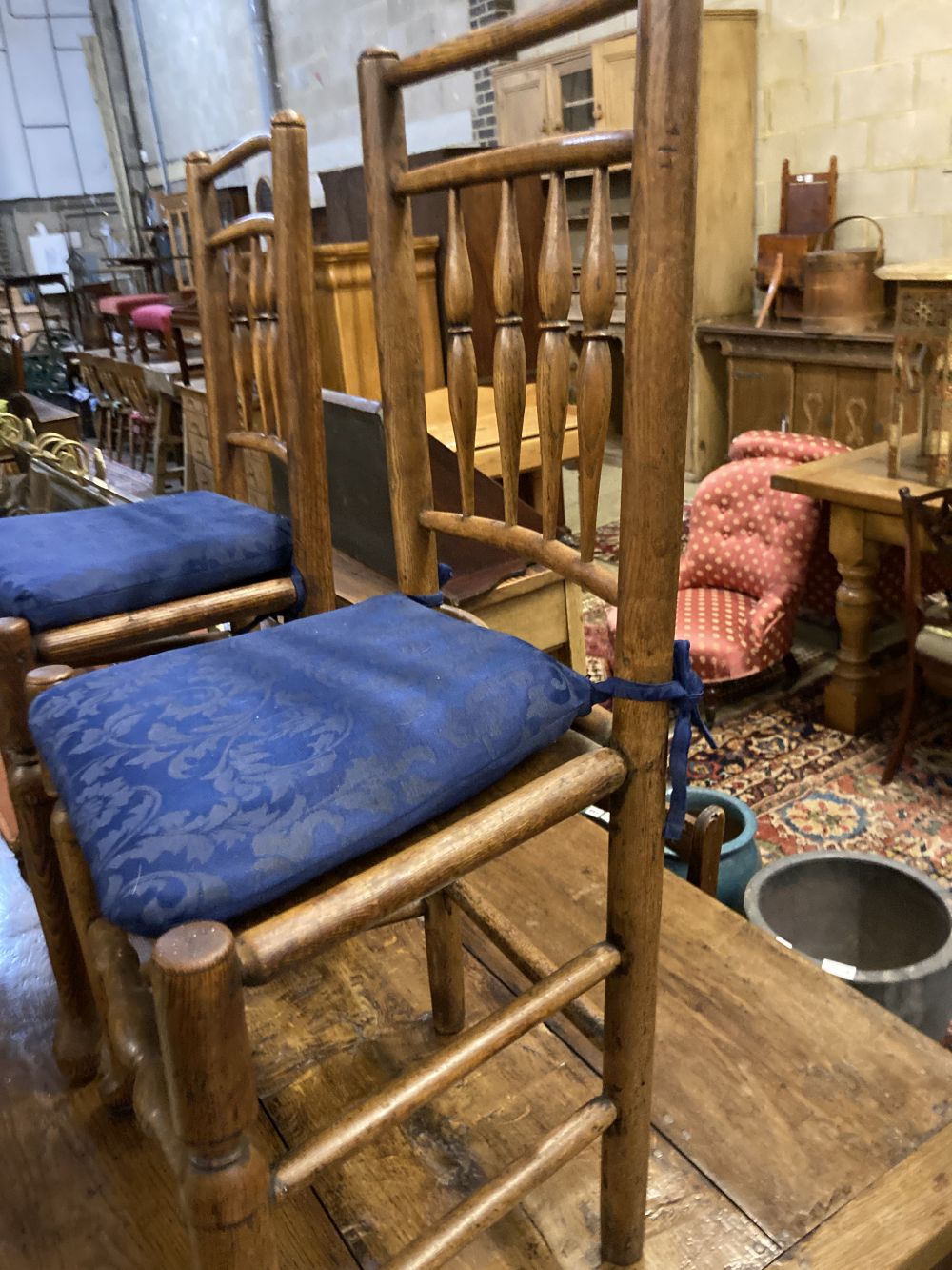 A set of six 19th century ash spindleback chairs and two other chairs
